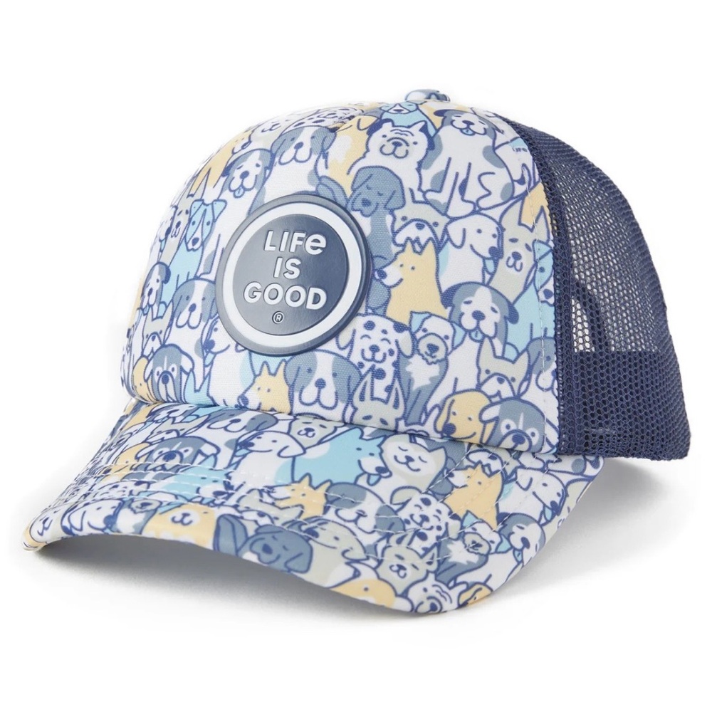 Life is Good Kids Heart of Dogs Pattern Kids Trucker Hat